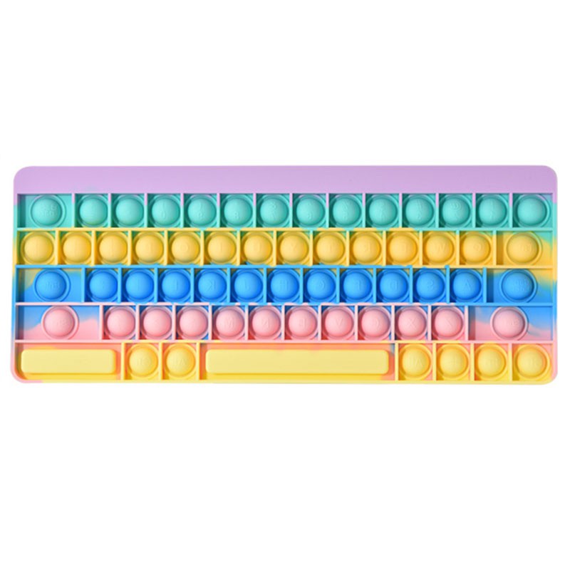 Pop Fidget Toy Silicone Rainbow Keyboard with Letters and Numbers Big ...