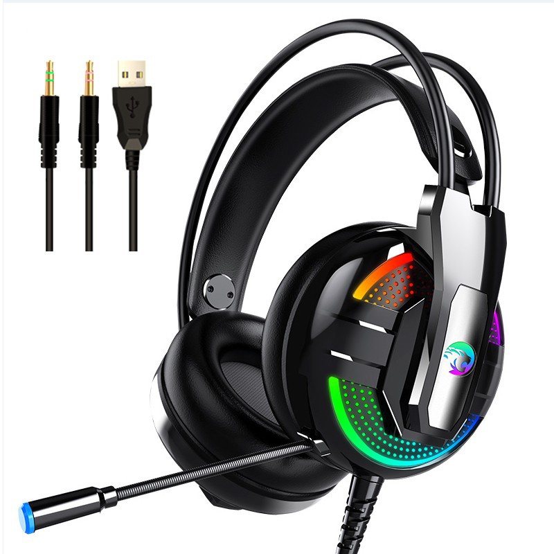 Black Gaming Headset With Mic noise cancellation Headphone Microphone ...