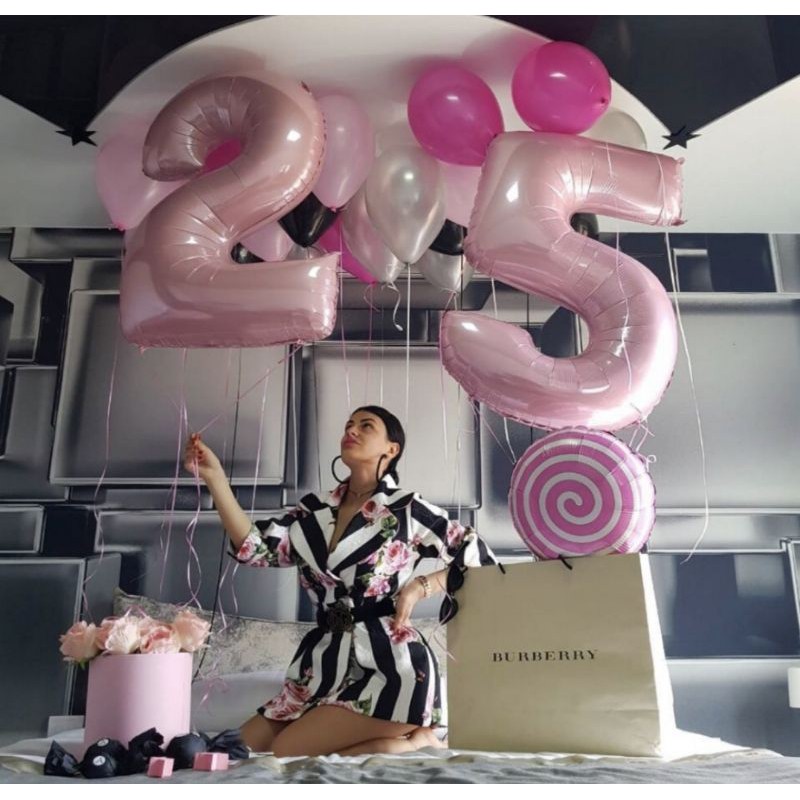 40 inch Pastel Pink Foil Number Balloon