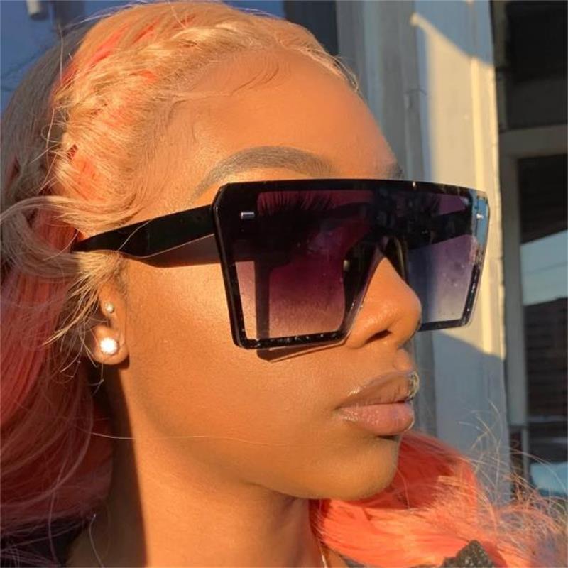 Rimless Oversized Women Sunglasses Square Brand Designer Big Frame