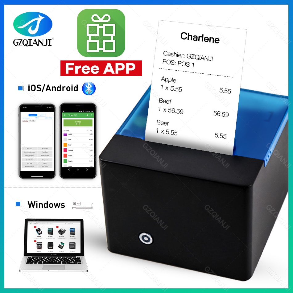 POS Bluetooth Printer Mobile Mini Portable Thermal Receipt Printer