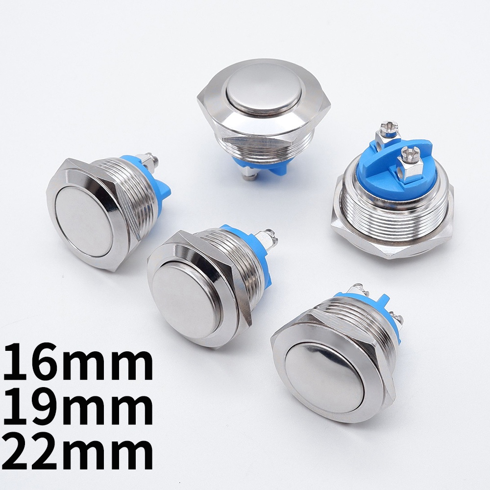 16/19/22mm Metal Push Button Momentary Self-Reset PC Power Start Stop ...