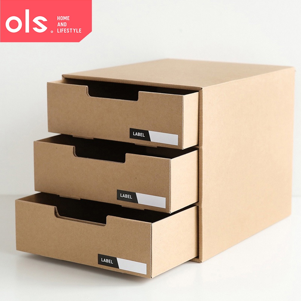 OLS Japanese Paper File School Supplie Sorting Storage Drawer Type DIY ...