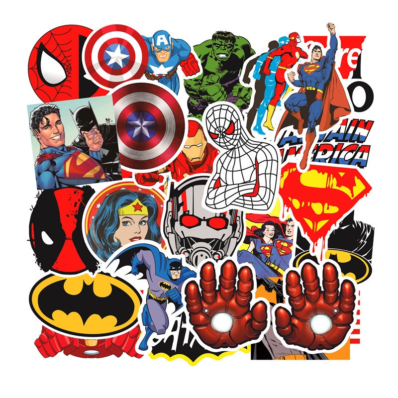 50pcs Marvel Avengers Superman Superwoman Spiderman Waterproof Decals ...