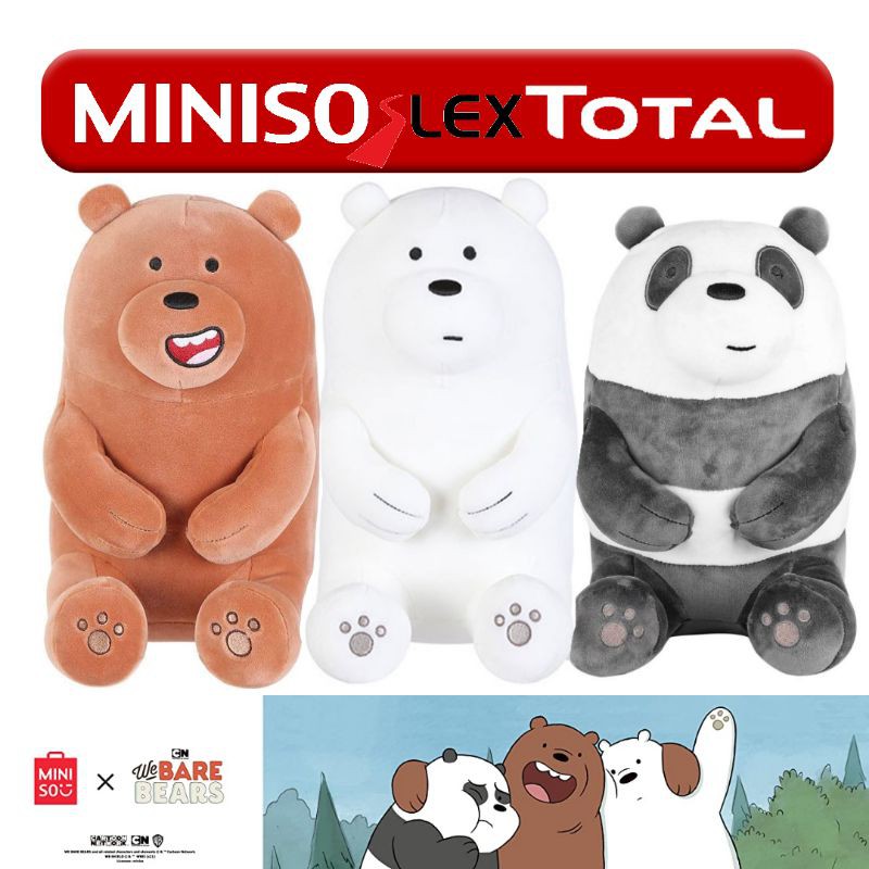 Miniso X We Bare Bears Wbb Lovely Sitting Plush Toy Shopee Philippines 