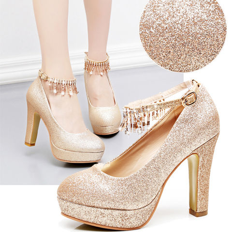 Gold high heels for wedding on sale