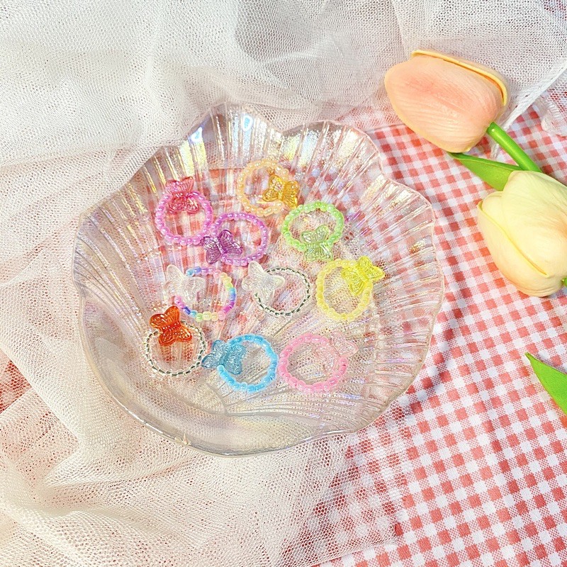 Butterfly Bead Ring Stretchable Cute Crunchy Scratching. Shopee