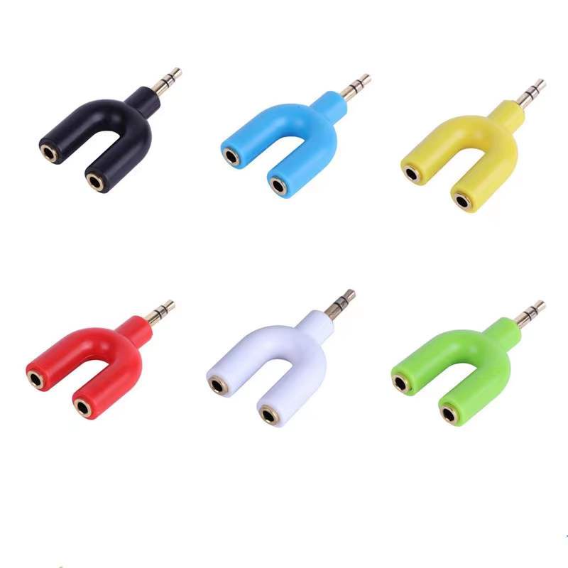 (No Mic)3.5mm Extension Earphone Headphone Audio Splitter 1 Male to 2 ...