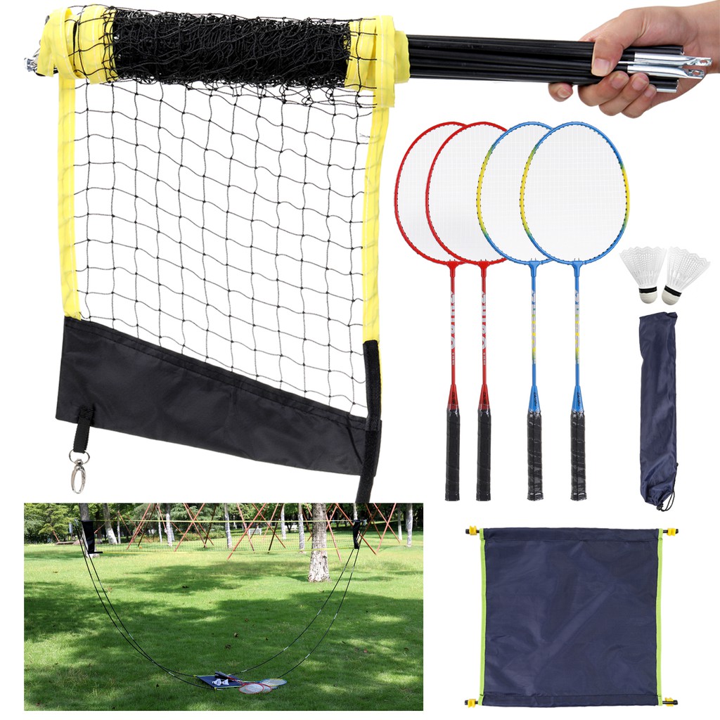 Mp7m Sports Badminton Set Badminton Rackets, Birdies, Net, Adjustable Polls Beach or Backyard Combo Shopee Philippines