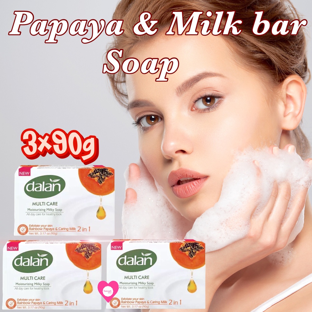 Dalan Rainbow Papaya & Caring Milk Bar Soap 3 x 90g | Shopee Philippines