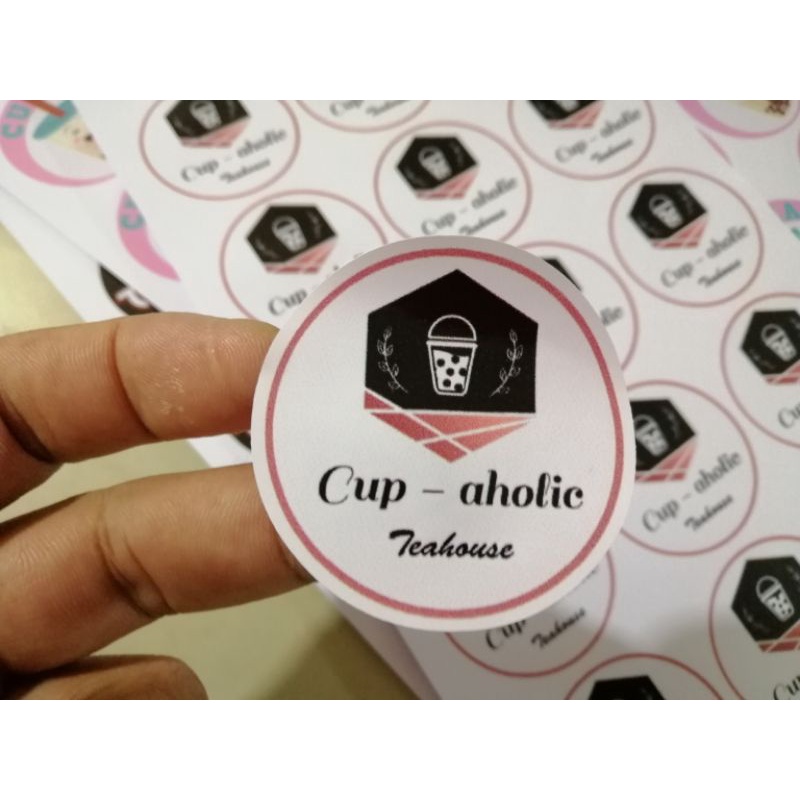 WATERPROOF MILKTEA COFFEE CUP CLEAR VINYL/WHITE VINYL STICKER LABEL ...