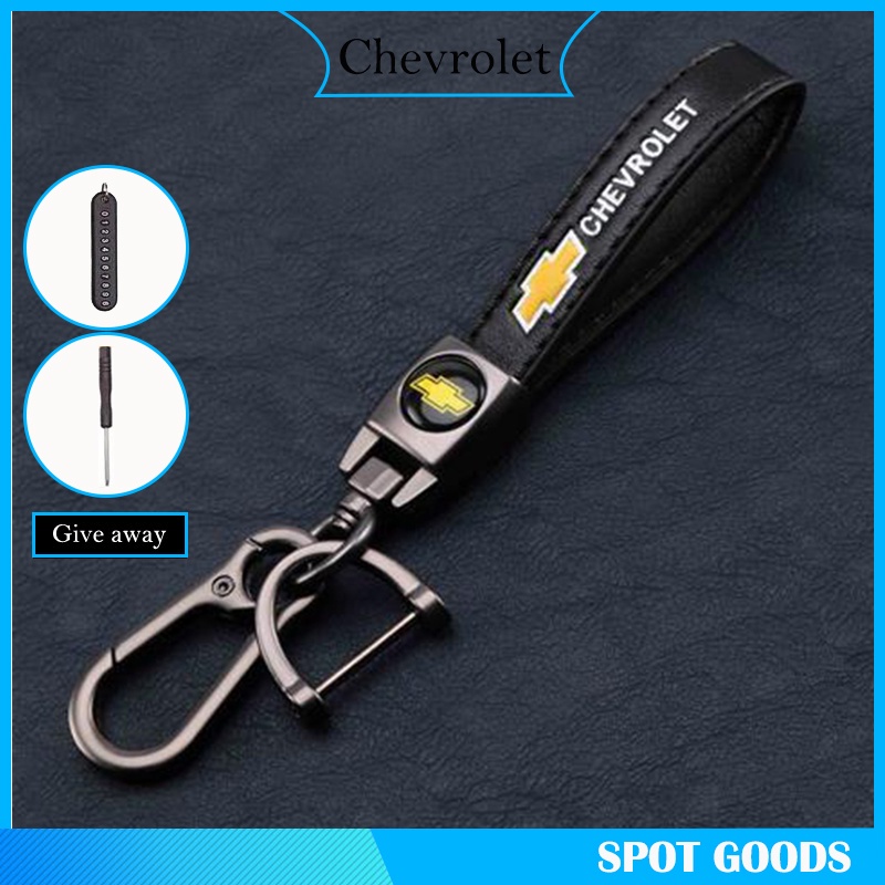 Chevrolet Car Logo Keychain Leather Metal Car Key Chain For Car ...