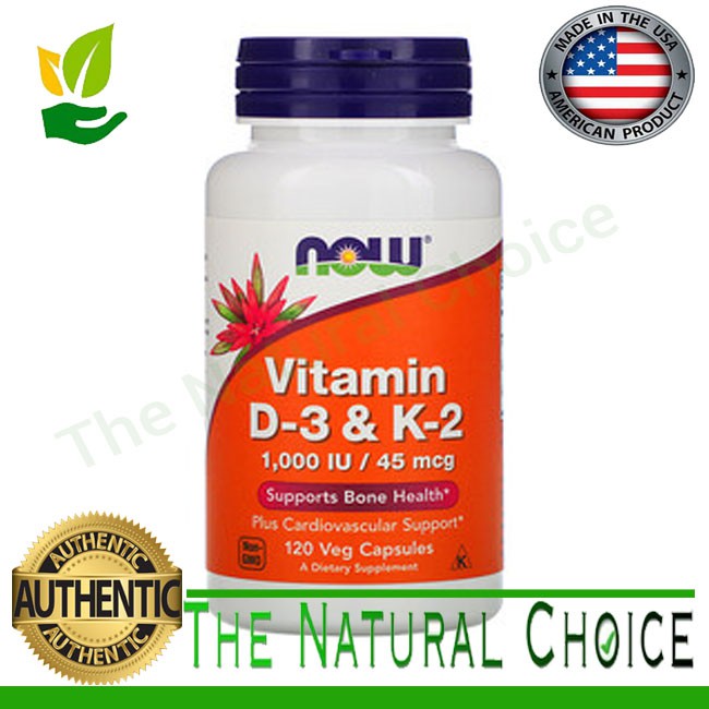 Now Foods, Vitamin D3 & K2, 120 Veg Capsules Bone Cardio Immune Support D3 K2 MADE IN USA