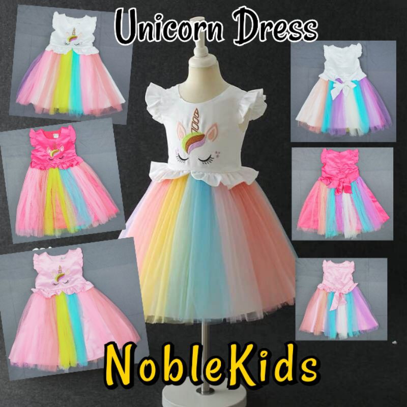 Unicorn Dress For Kids With Headband Or Dress Only Shopee