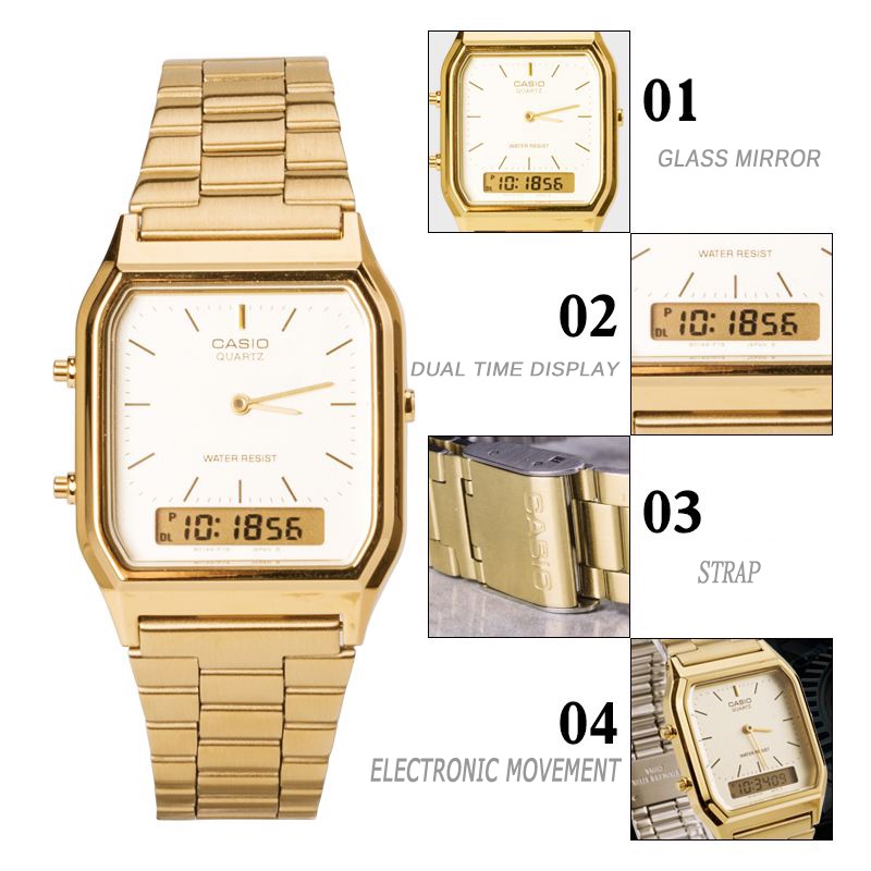 Casio aq 230 discount gold