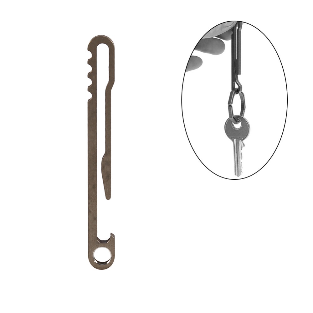 Titanium Ti TC4 edc keyring key ring belt outdoor camp hike gadget clip ...