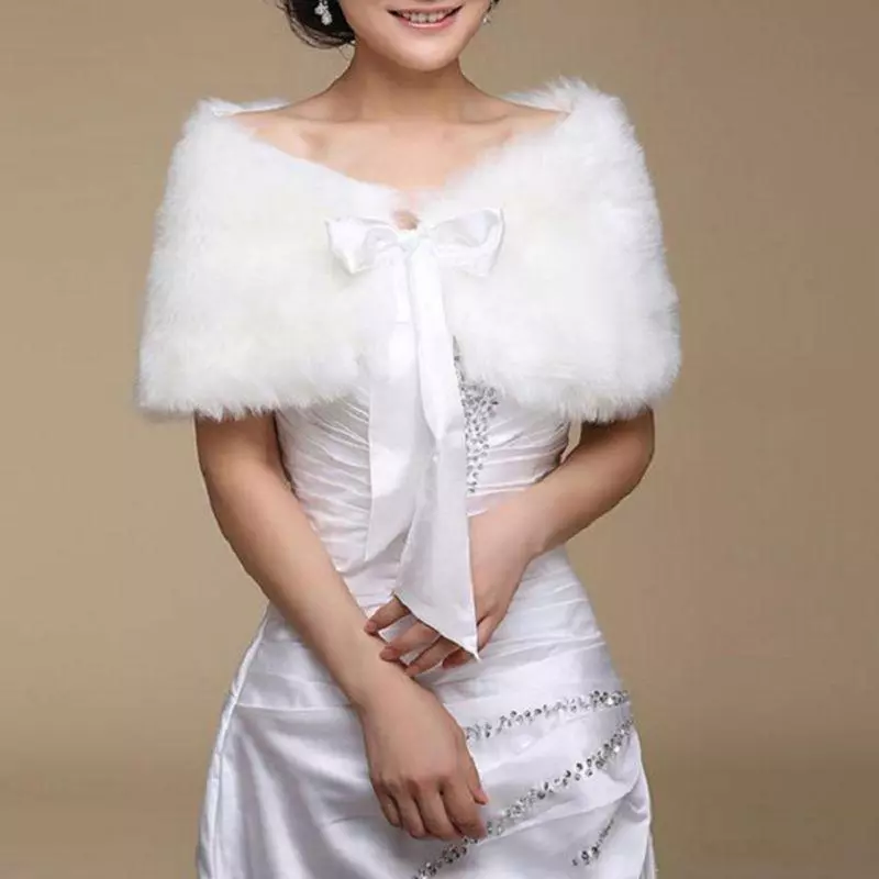 Women's Faux Solid coloured Winter Wedding Party Cape Warm Wrap/Shawls