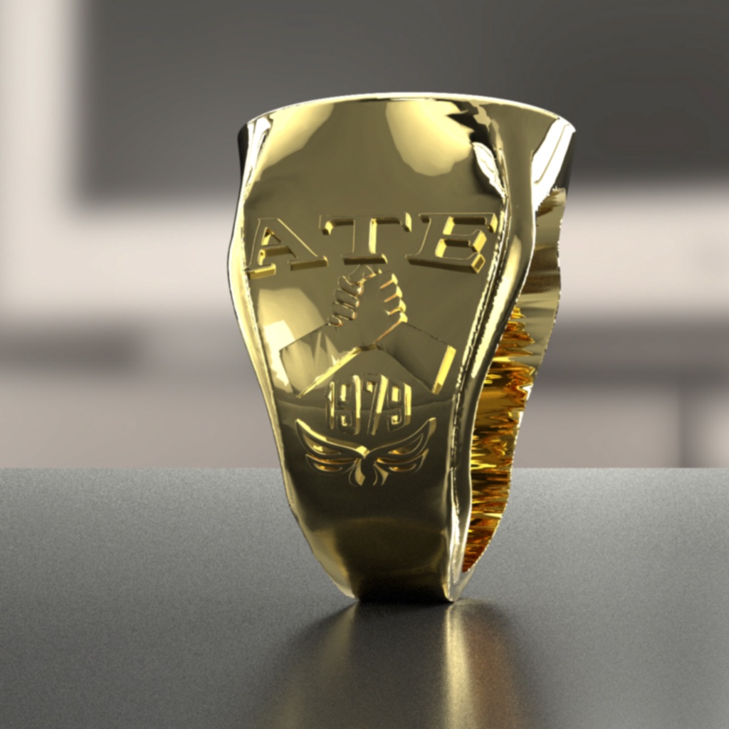 TFOE (PE) ATE ladies Ring/Kuya mans , DEO ET PATRIA, Gold Plated Brass, The Fraternal Order of