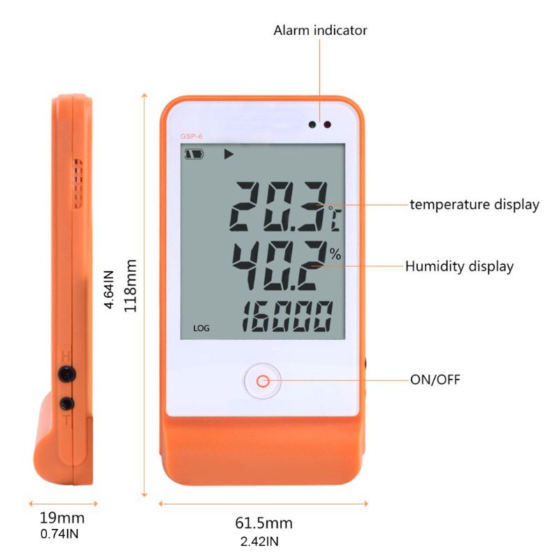 PCF* USB GSP6 Temperature and Humidity Data Logger High Precision