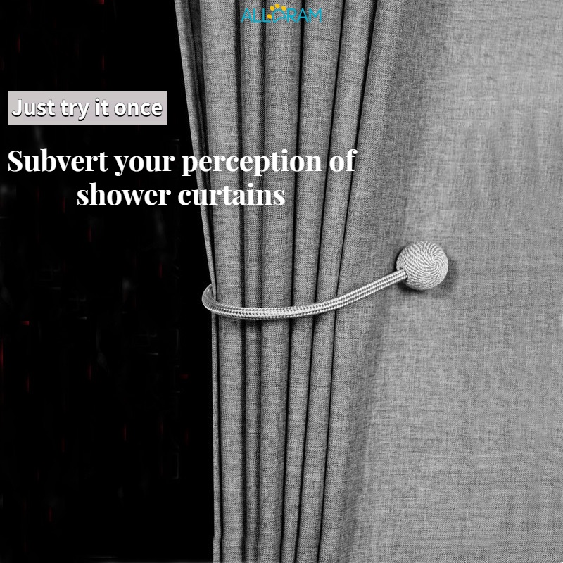 Alldram Fabric Shower Curtain, Flax Linen Heavy Weight Polyester Shower