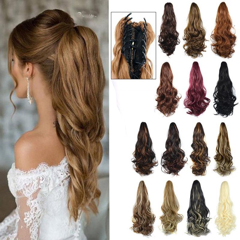 22Inch Gradual Change Claw Clip Volume Ponytail Invisible Trace Wave ...