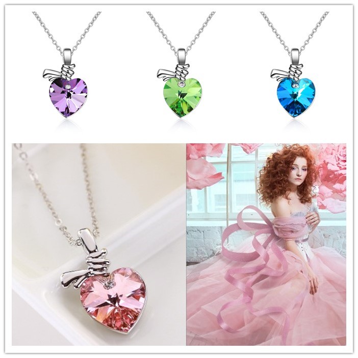 Heart Shaped Crystal Necklace Love Pendant Crystal Jewellry Charm Women Accessories Shopee Philippines