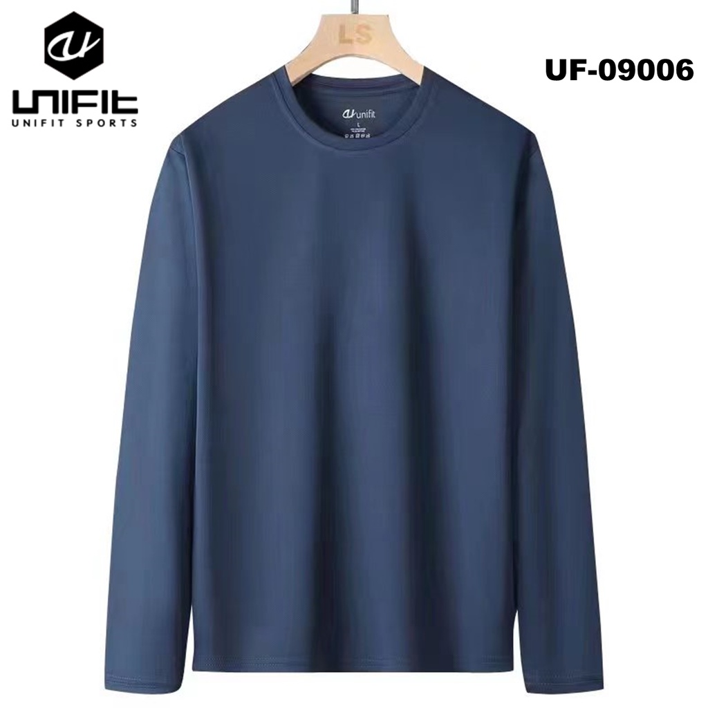 UNIFIT Men's Dri-Fit Casual Long Sleeve Shirts Plain Round Neck Uf ...