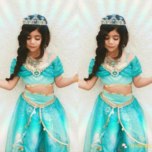 Kids Aladdin Costume Princess Jasmine Outfit Girls Sequin Party Fancy Dress Cosp Shopee Philippines