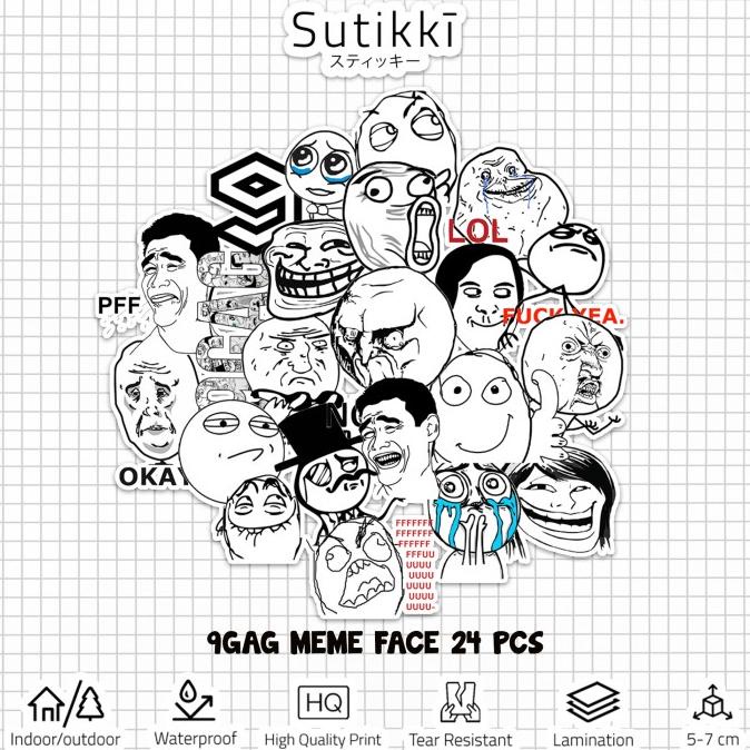 Sticker Pack Logo 9gag Meme Face 9 gag Trollface Troll Laptop Stickers ...