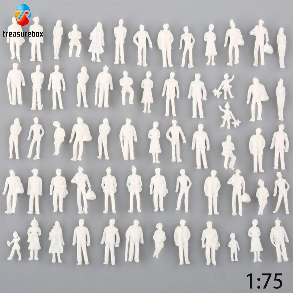 50/100Pcs 1:75 Scale Model Miniature White Figures Human Architectural ...