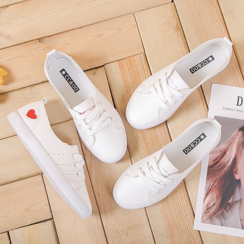 women s casual white rubber shoes girls kids ladies love heart korean fashion breathable sneakers