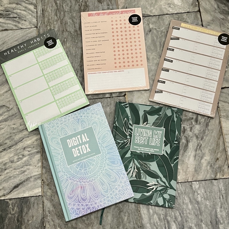 Typo A5 Habits Wellness Goal Tracker & Hardbound Notebook Notepad set ...