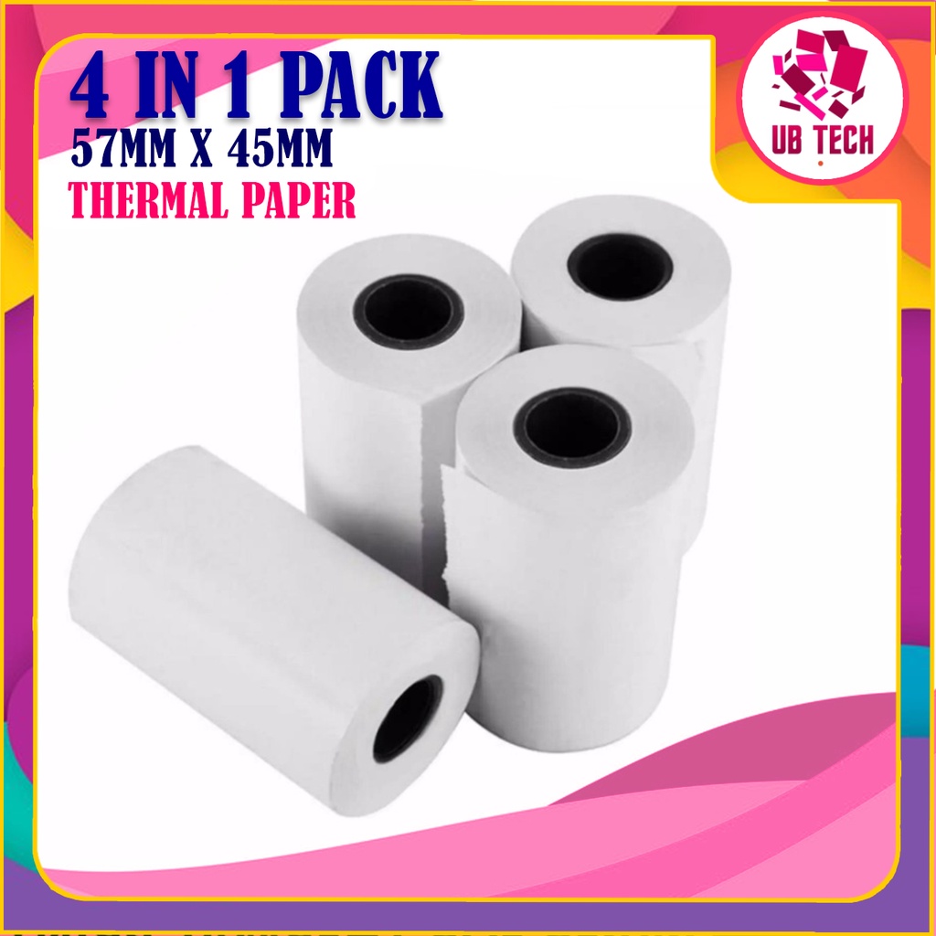 UBTECH 4 Rolls 57mm*45mm Thermal Paper for Thermal Printer (White ...