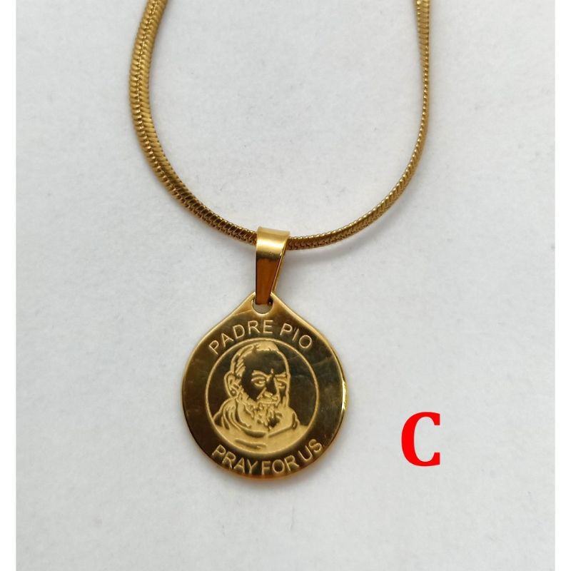 Padre Pio Gold-Plated Stainless Steel Necklace | Shopee Philippines