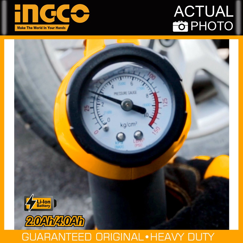 Ingco 20V P20S Lithium-Ion Cordless Auto Air Compressor Tire Inflator ...