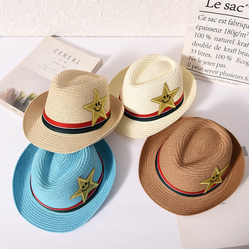 Summer Children's Star Jazz Straw Hat Baby Boy Beach Hat For Kids