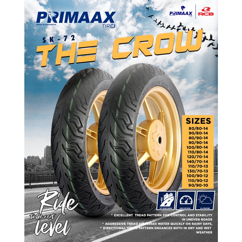 110/90-12 TL PRIMAAX Tires CROW SK72 / Motorcycle Tires 110/90 - 12 TL ...