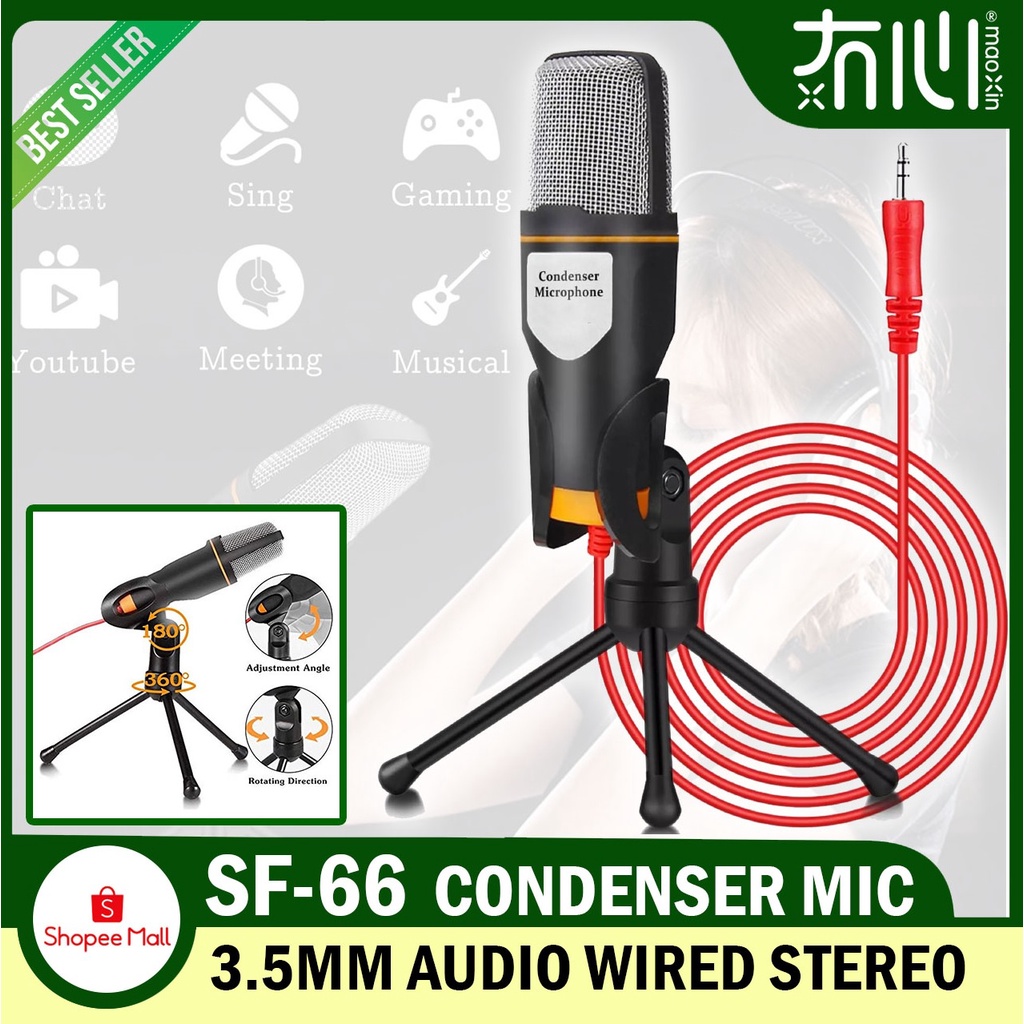 3.5mm Audio Wired Stereo Microphone SF666 Studio Recording Capacitor