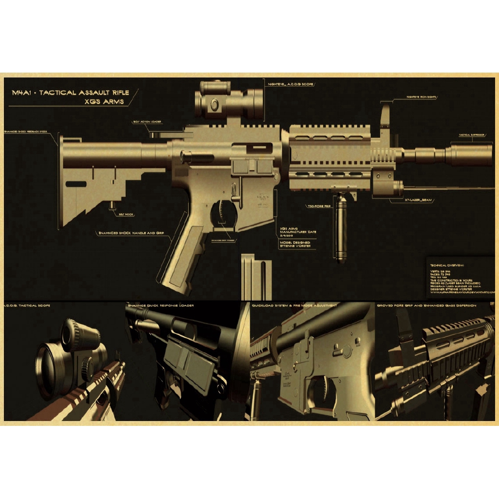 world famous gun Posters / military fans Vintage Poster / kraft paper ...