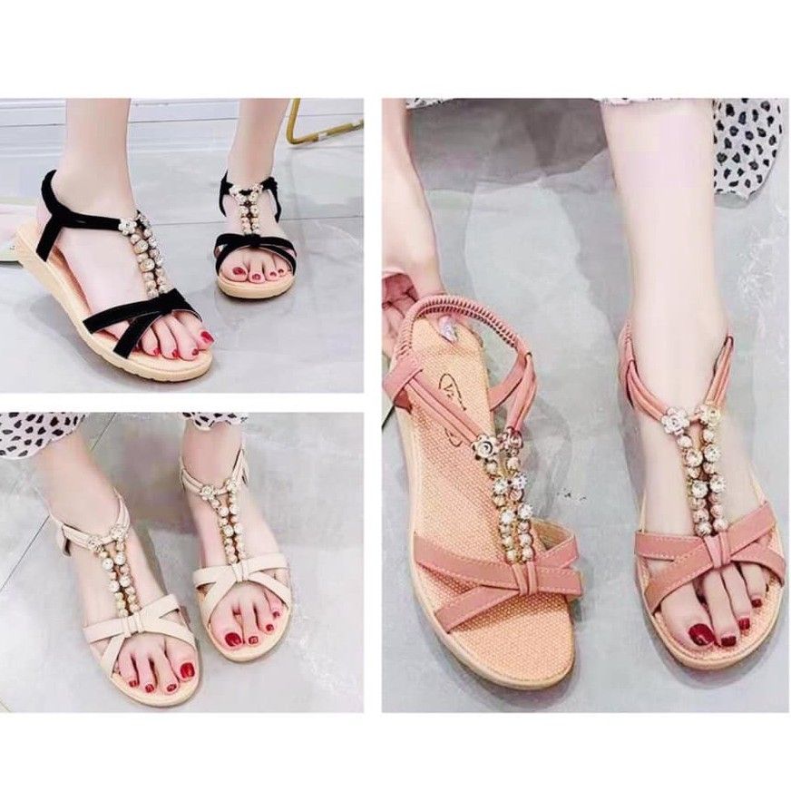 Fairy Wind Pearl Stylish New Fashion Flat Sandals for Women | Shopee ...