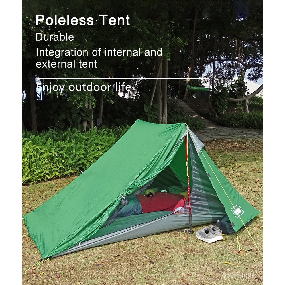 Poleless shop backpacking tent