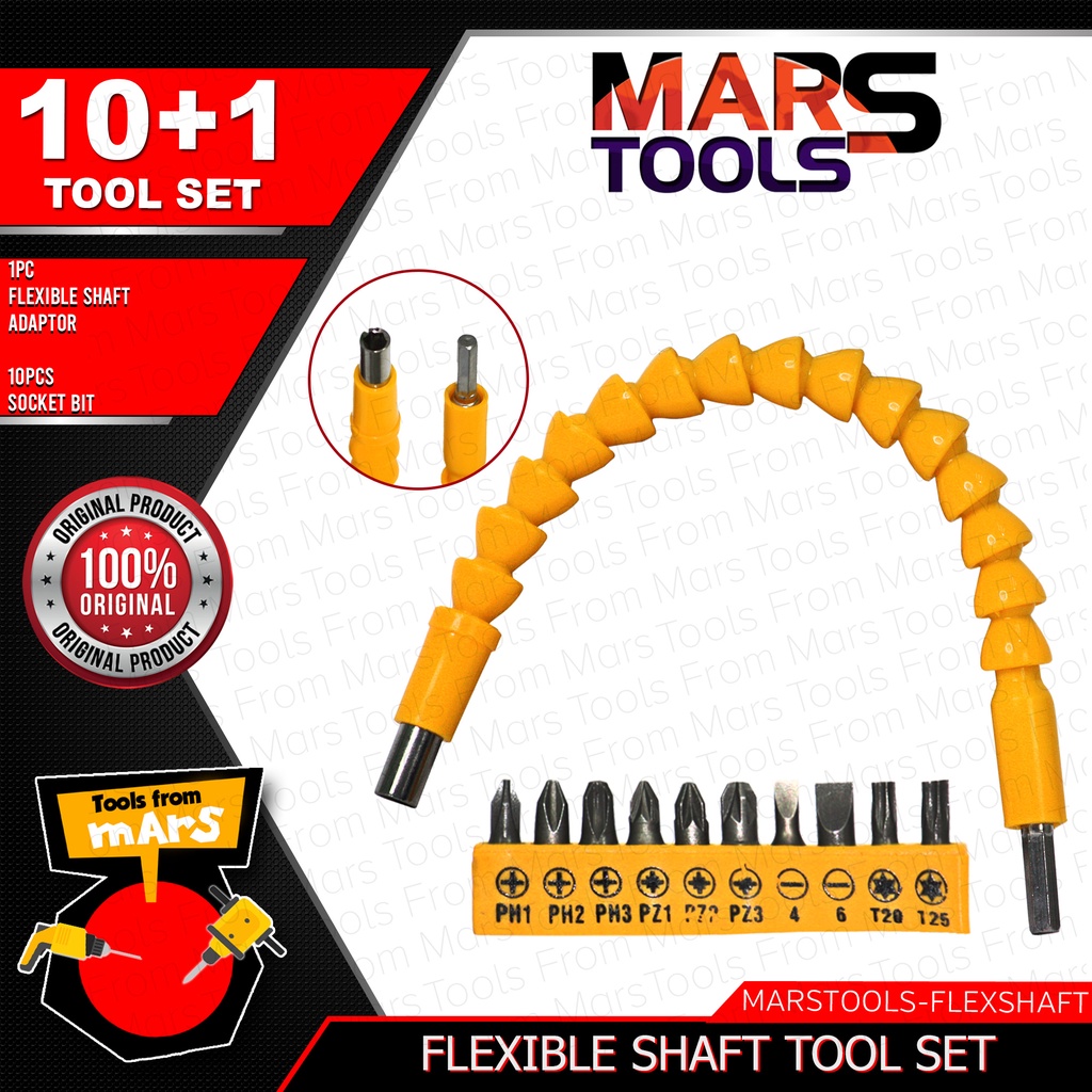 MARS TOOLS Flexible Shaft Tool Set Adaptor with Socket Bit Set •TFM