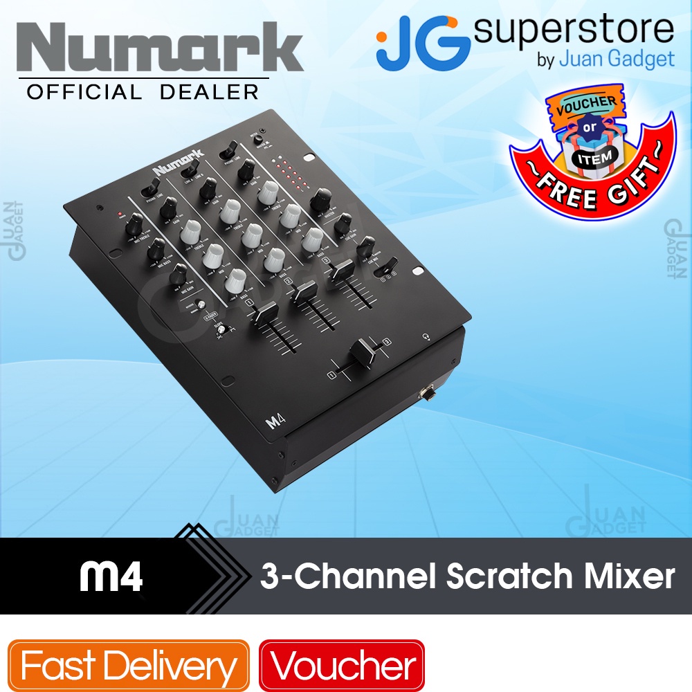 Numark M4 3-Channel Scratch Mixer with 3-Band Equalizer, Microphone ...