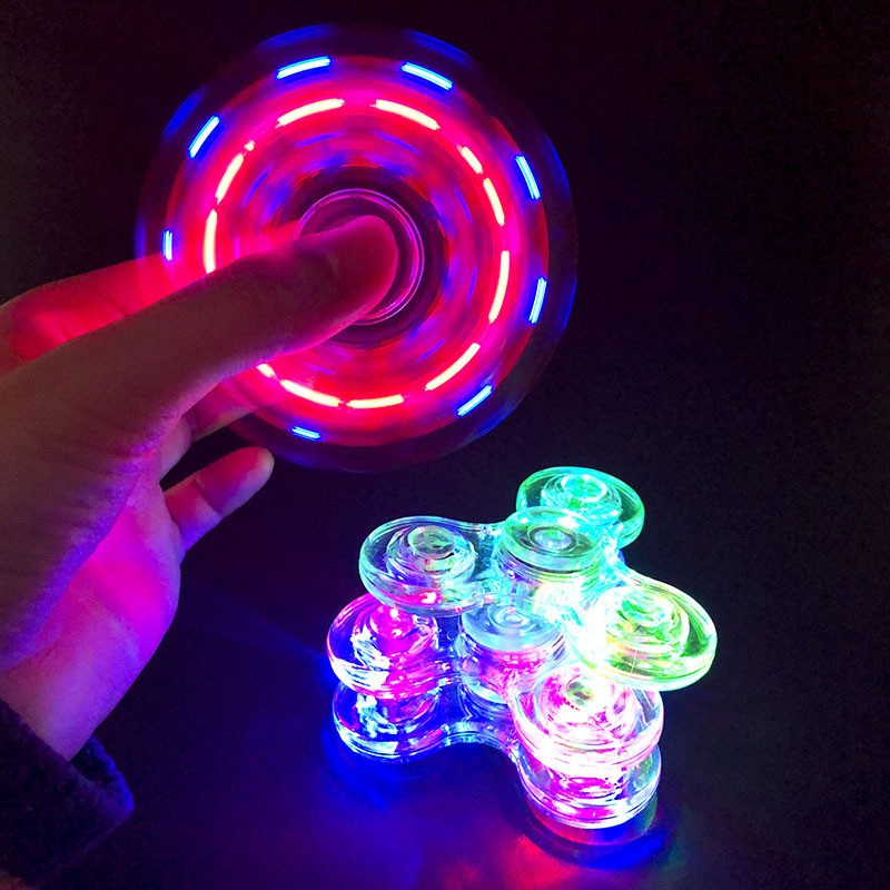 Crystal Rainbow Transparent EDC LED Light Fidget Hand Spinner | Shopee ...