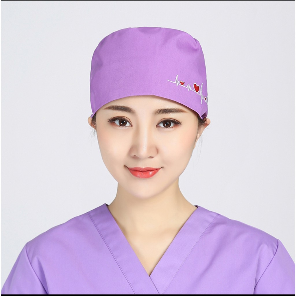 Embroidered surgical cap doctor nurse operating room hat female oral ...