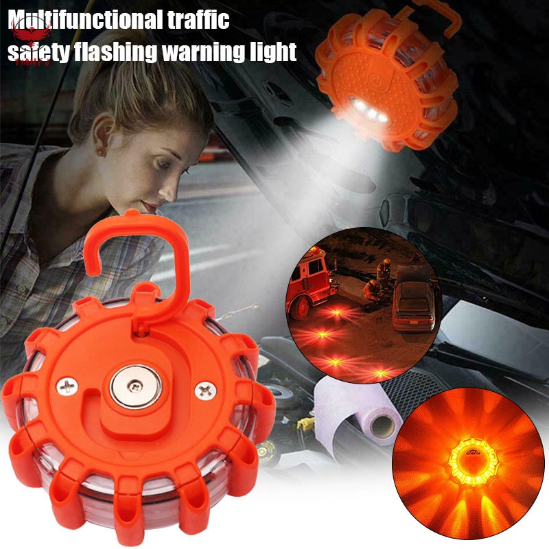 LED Road Flares Emergency Disc Safety Light Flashing Roadside Beacon