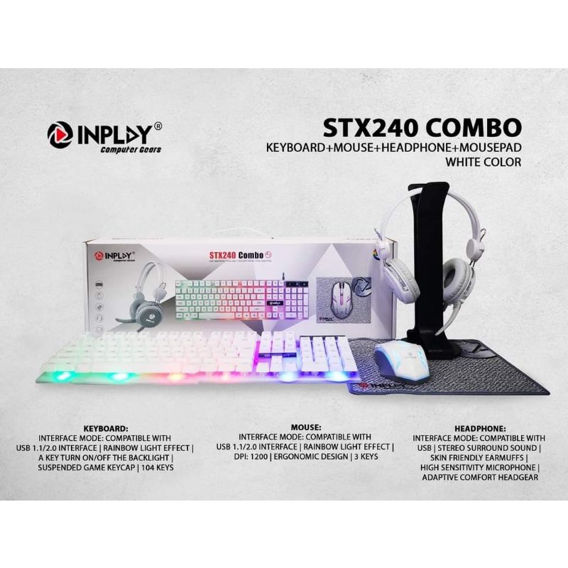 Inplay Stx 240 / STX 290 4in1 bundle Rgb Keyboard, Mouse, headset ...