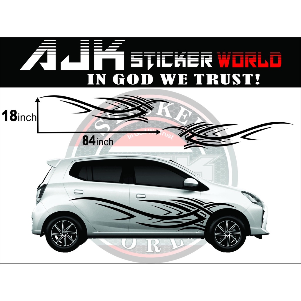 Black Toyota Wigo Body Car Side Stickers | Shopee Philippines