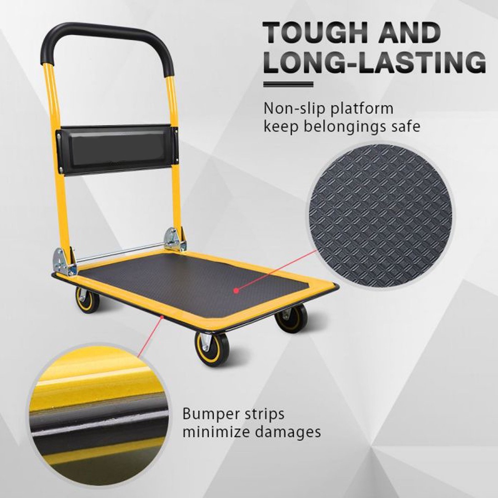 Push Cart Dolly, Moving Platform Hand Truck, Foldable For Easy Storage And 360 Degree Swivel Wheels With 1320lb Weight Capacity