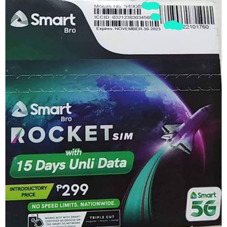 Smart Bro ROCKET SIM with UNLIDATA | Shopee Philippines